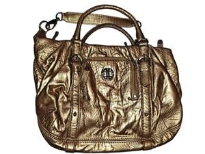 Antonio Melani Gold Leather Satchel Bag